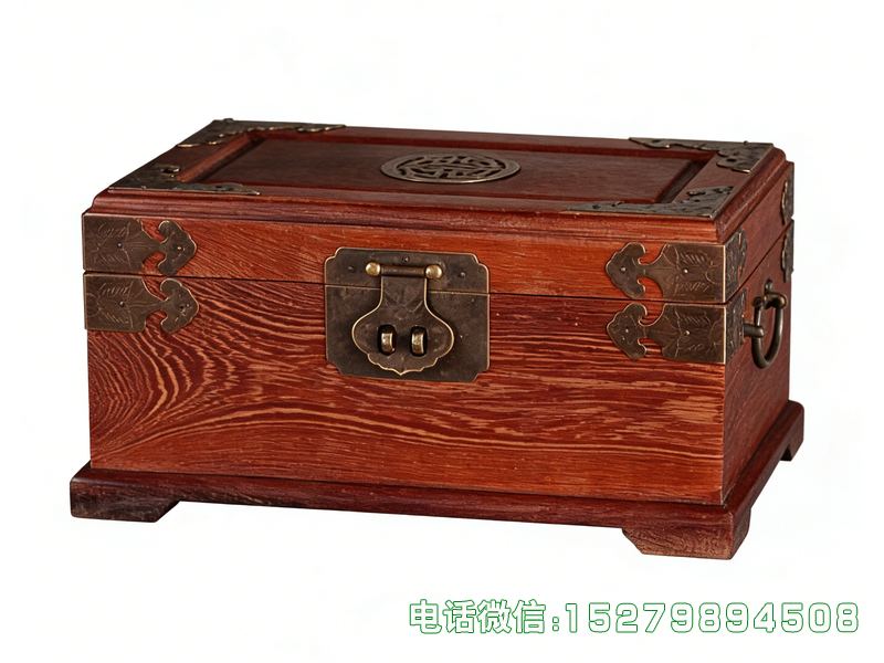 淮北深棕色金属装饰嫁妆箱