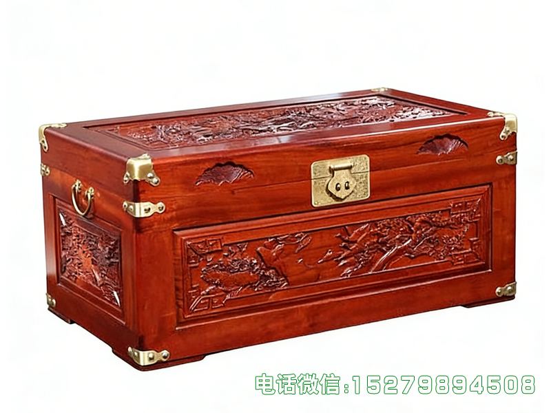 淮北雕花山水嫁妆箱