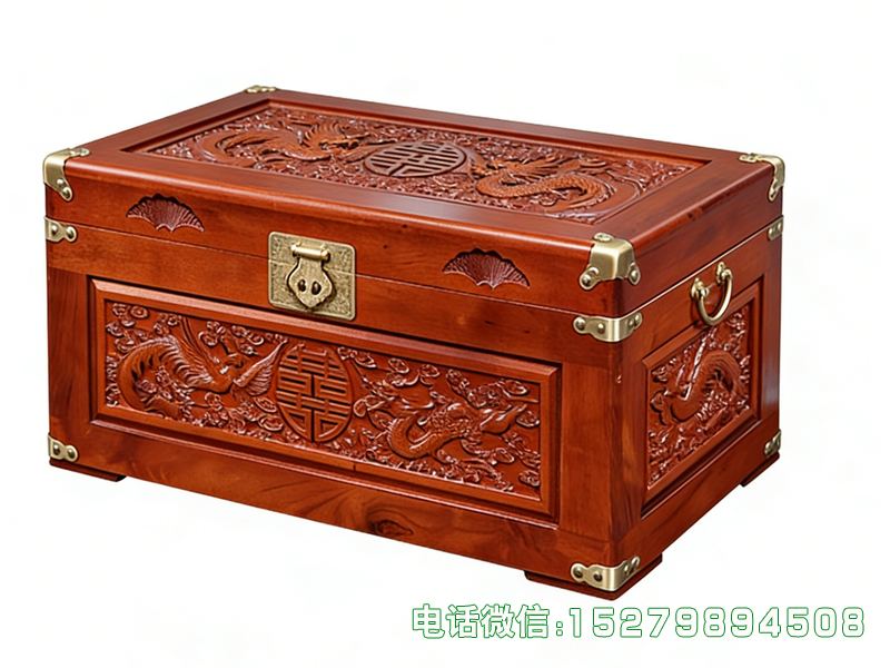 淮北龙凤雕花嫁妆箱