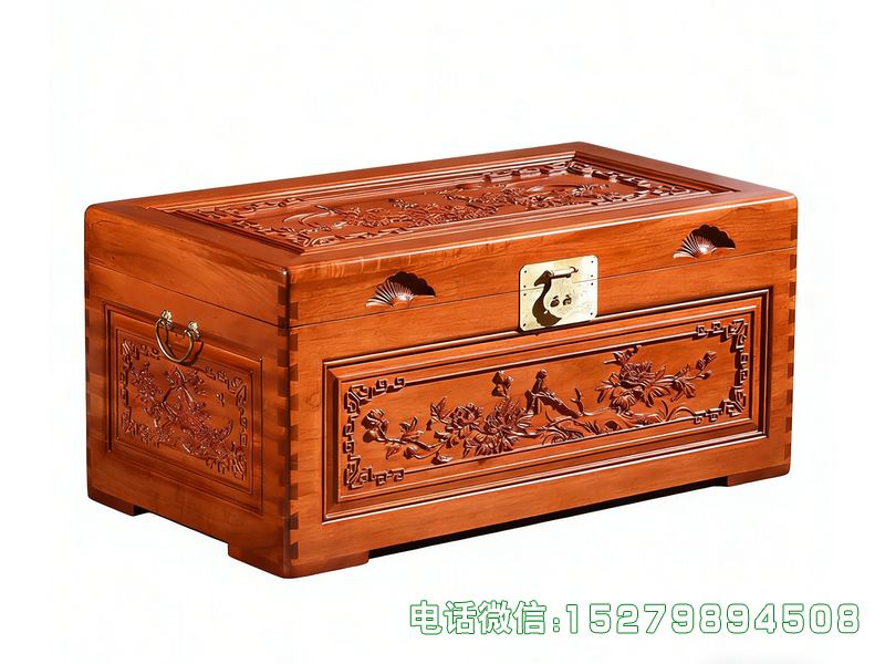 惠民县浅木色花卉雕刻贵重品箱