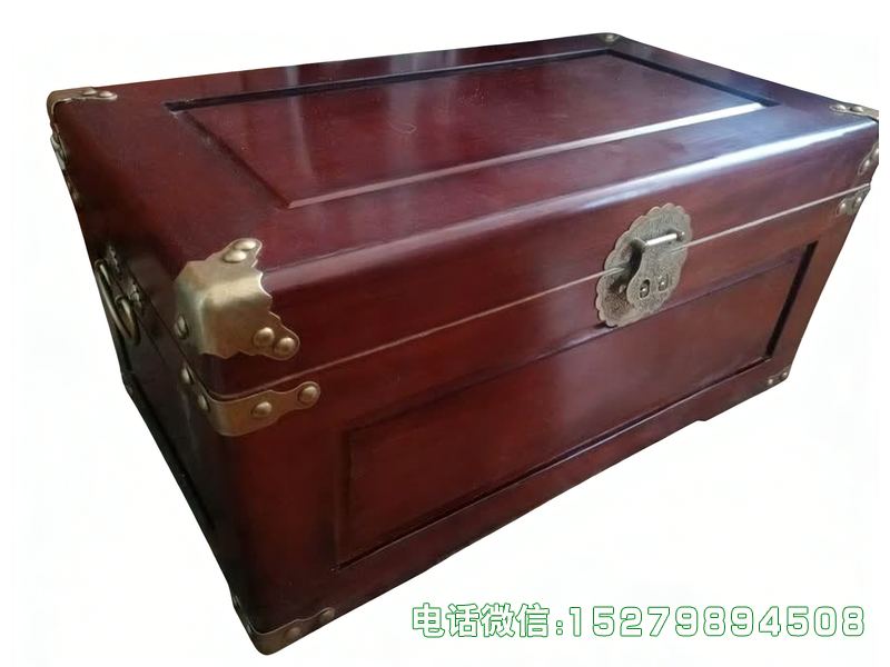 棕红色金属角书画箱