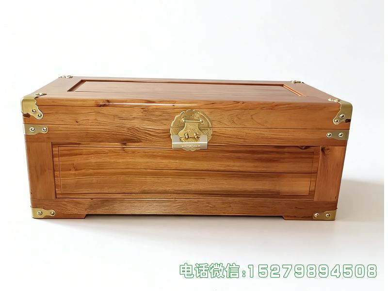 湖州原木色金属角书画箱